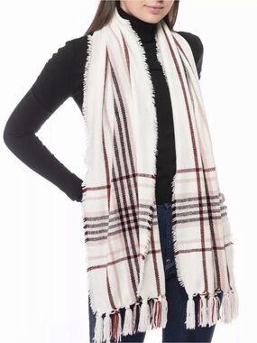 Charter Club Pattered Wrap Scarf White